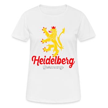Heidelberg Löwe Deutschland - Vintage Wappen - Frauen T-Shirt atmungsaktiv - Weiß - Vorne - AI Model Female 172 dark (172cm)
