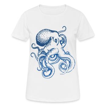 Blue Retro Octopus Tattoo Style Nautical Design - Women's Breathable T-Shirt - white - Front - AI Model Female 172 dark (172cm)