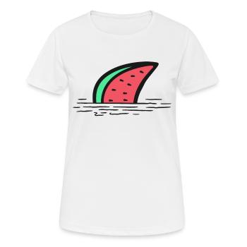Wassermelonen Haifisch Flosse - Frauen T-Shirt atmungsaktiv - Weiß - Vorne - AI Model Female 172 dark (172cm)
