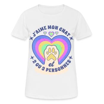 J'aime mon chat humour chat cadeau femme fille - T-shirt respirant Femme - blanc - Devant - AI Model Female 172 dark (172cm)