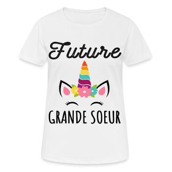Future grande soeur annonce naissance bébé licorne - T-shirt respirant Femme - blanc - Devant - AI Model Female 172 dark (172cm)