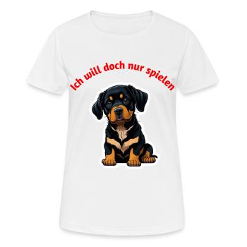 Ich will doch nur spielen - Frauen T-Shirt atmungsaktiv - Weiß - Vorne - AI Model Female 172 dark (172cm)
