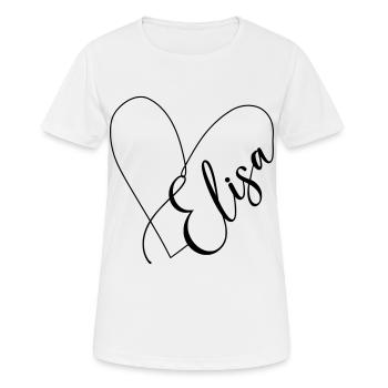 Elisa Name Heart Line - Women's Breathable T-Shirt - white - Front - AI Model Female 172 dark (172cm)