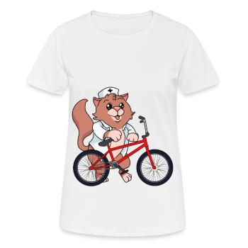 Krankenschwester Katze Notruf BMX Einsatz Rad Arzt - Frauen T-Shirt atmungsaktiv - Weiß - Vorne - AI Model Female 172 dark (172cm)