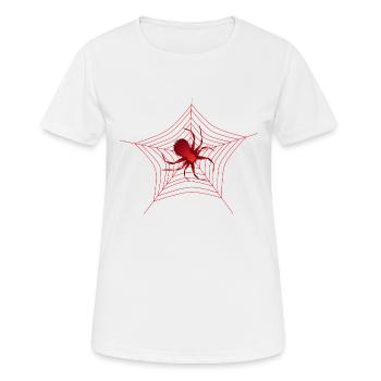 Araignée en toile d’araignée araignée rouge grande araignée - T-shirt respirant Femme - blanc - Devant - AI Model Female 172 dark (172cm)