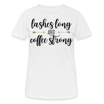 CILS LONGS ET CAFÉ FORTS - T-shirt respirant Femme - blanc - Devant - AI Model Female 172 dark (172cm)