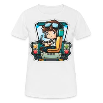 L’aviateur - T-shirt respirant Femme - blanc - Devant - AI Model Female 172 dark (172cm)