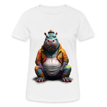 Street style hippopotamus | Hippo lovers - Women's Breathable T-Shirt - white - Front - AI Model Female 172 dark (172cm)