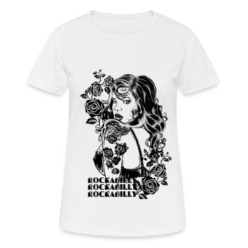 Rose Rockabilly Girl (2) - T-shirt respirant Femme - blanc - Devant - AI Model Female 172 dark (172cm)