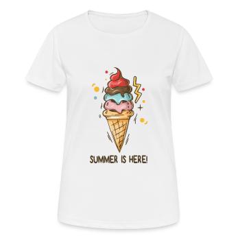 Crème glacée L’été est là Crème glacée Glacier Glacier Heure d’été - T-shirt respirant Femme - blanc - Devant - AI Model Female 172 dark (172cm)