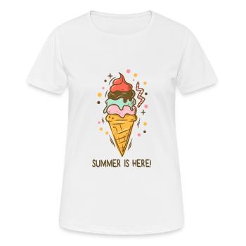 Crème glacée L’été est là Crème glacée Glacier Glacier Heure d’été - T-shirt respirant Femme - blanc - Devant - AI Model Female 172 dark (172cm)