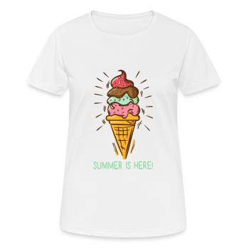 Crème glacée L’été est là Crème glacée Glacier Glacier Heure d’été - T-shirt respirant Femme - blanc - Devant - AI Model Female 172 dark (172cm)