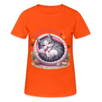 Cat Nap Expert - funny cat outfit! - Women's Breathable T-Shirt - neon orange - Front - AI Model Female 172 dark (172cm)