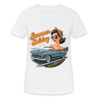 Holiday Cabrio Ride Lifestyle 1950s 1960s - Women's Breathable T-Shirt - white - Front - AI Model Female 172 dark (172cm)