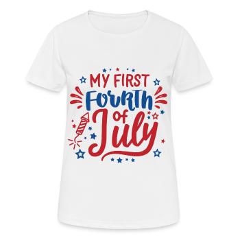 My First Fourth of July Independence Day Amerika - Frauen T-Shirt atmungsaktiv - Weiß - Vorne - AI Model Female 172 dark (172cm)