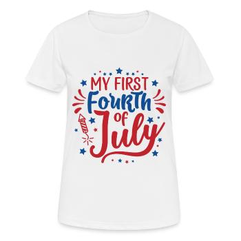 My First Fourth of July Independence Day Amerika - Frauen T-Shirt atmungsaktiv - Weiß - Vorne - AI Model Female 172 dark (172cm)