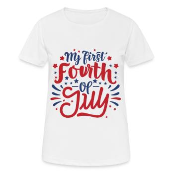 My First Fourth of July Independence Day Amerika - Frauen T-Shirt atmungsaktiv - Weiß - Vorne - AI Model Female 172 dark (172cm)