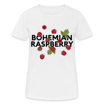 "bohemian raspberry" statement with raspberries - Women's Breathable T-Shirt - white - Front - AI Model Female 172 dark (172cm)