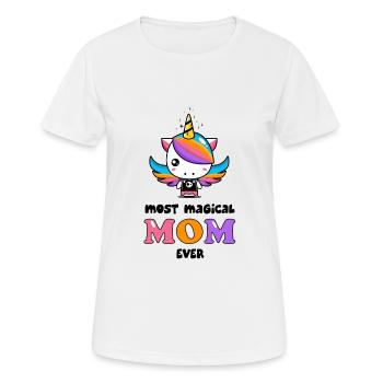 Cadeau de fête des mères maman cool licorne maman magique - T-shirt respirant Femme - blanc - Devant - AI Model Female 172 dark (172cm)