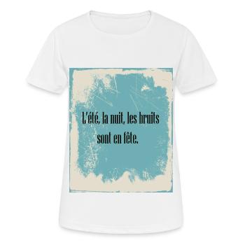 L'été, la nuit, le bruit sont en fête - T-shirt respirant Femme - blanc - Devant - AI Model Female 172 dark (172cm)