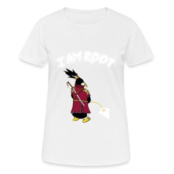 Linux Pinguin I Am Root Geeks Nerd Computer Ninja - Frauen T-Shirt atmungsaktiv - Weiß - Vorne - AI Model Female 172 dark (172cm)