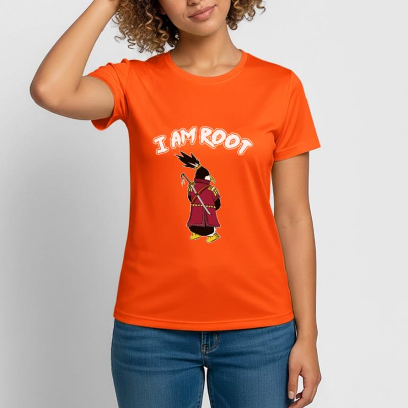 Linux Penguin I Am Root Geeks Nerd Computer Ninja Women's Breathable T-Shirt
