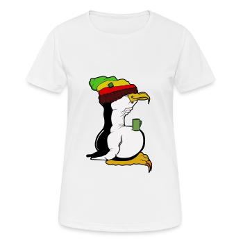 Tux Linux Pinguin Kaffeepause Computerfreak Rasta - Frauen T-Shirt atmungsaktiv - Weiß - Vorne - AI Model Female 172 dark (172cm)