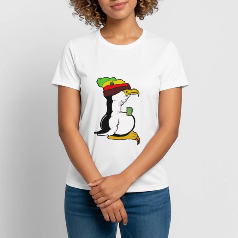 Tux Linux Penguin Coffee Break Computer Geek Rasta Women's Breathable T-Shirt