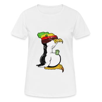 Tux Linux Pinguin Kaffee Pause Computer Nerd Retro - Frauen T-Shirt atmungsaktiv - Weiß - Vorne - AI Model Female 172 dark (172cm)