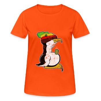 Tux Linux Pinguin Kaffee Pause Computer Nerd Retro - Frauen T-Shirt atmungsaktiv - Neonorange - Vorne - AI Model Female 172 dark (172cm)