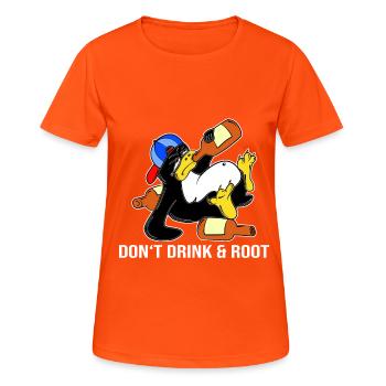 Linux Pinguin Sudo Admin Lustig Informatik PC Nerd - Frauen T-Shirt atmungsaktiv - Neonorange - Vorne - AI Model Female 172 dark (172cm)