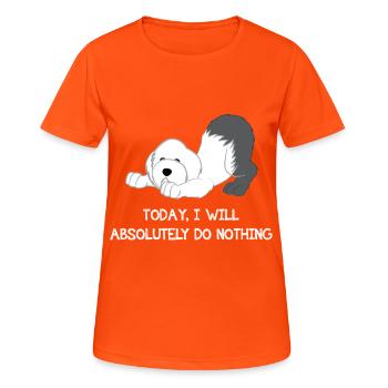 Bobtail - Bobtailbesitzer - Faul - Faulenzer - Frauen T-Shirt atmungsaktiv - Neonorange - Vorne - AI Model Female 172 dark (172cm)