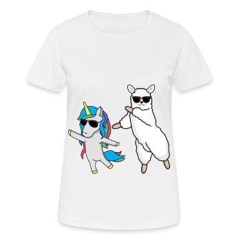 Dabbendes Lama with unicorn and sunglasses - Women's Breathable T-Shirt - white - Front - AI Model Female 172 dark (172cm)