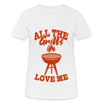 Barbecue Love Me BBQ Barbecue Barbecue Cadeau - T-shirt respirant Femme - blanc - Devant - AI Model Female 172 dark (172cm)