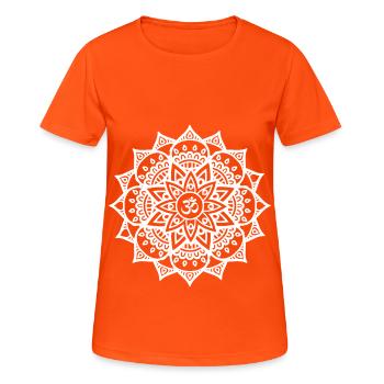 Kundalini Mandala YOGA Hatha Yoga Geschenk - Frauen T-Shirt atmungsaktiv - Neonorange - Vorne - AI Model Female 172 dark (172cm)