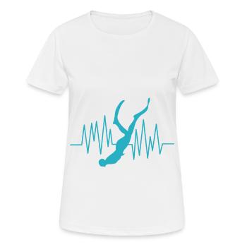 APNOE HERZSCHLAG Freitauchen Schnorchler Geschenk - Frauen T-Shirt atmungsaktiv - Weiß - Vorne - AI Model Female 172 dark (172cm)