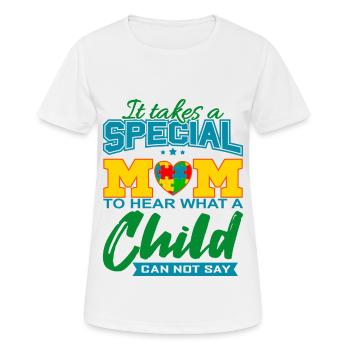 AUTISM MOM Cadeau de sensibilisation à l'autisme - T-shirt respirant Femme - blanc - Devant - AI Model Female 172 dark (172cm)