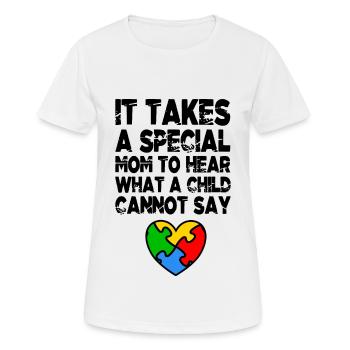 AUTISM SPECIAL MOM Cadeau de sensibilisation à l'autisme - T-shirt respirant Femme - blanc - Devant - AI Model Female 172 dark (172cm)