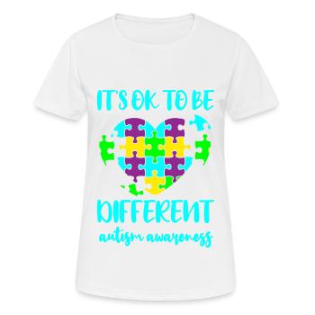 AUTISM DIFFERENT IS OK Cadeau pour les personnes autistes - T-shirt respirant Femme - blanc - Devant - AI Model Female 172 dark (172cm)