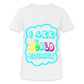 AUTISM WORLD IS DIFFERENT Gift for autistic people - Women's Breathable T-Shirt - white - Front - AI Model Female 172 dark (172cm)