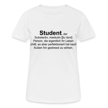 Student, der - Frauen T-Shirt atmungsaktiv - Weiß - Vorne - AI Model Female 172 dark (172cm)