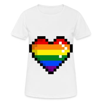 GAYMER PIXEL HEART LGBT Pride Gay Pride Month - T-shirt respirant Femme - blanc - Devant - AI Model Female 172 dark (172cm)