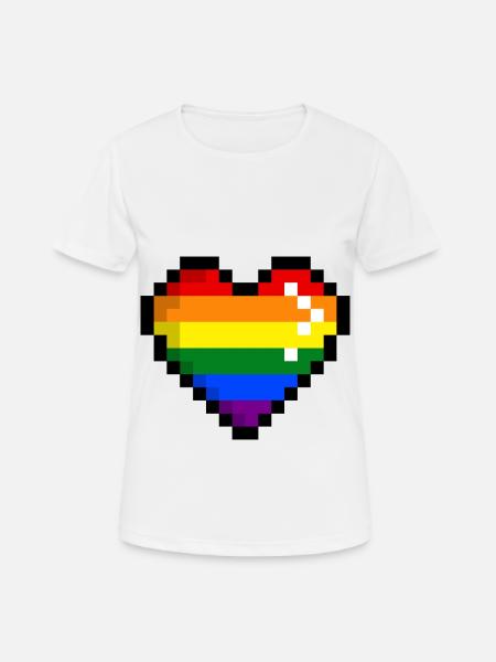 GAYMER PIXEL HEART LGBT Pride Gay Pride Month - Women's Breathable T-Shirt - white