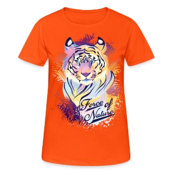 TIGERKRAFT DER NATUR T-Shirts - Frauen T-Shirt atmungsaktiv - Neonorange - Vorne - AI Model Female 172 dark (172cm)