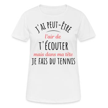 Tennis cadeau pour Tennisman rigolo Drôle Citation - T-shirt respirant Femme - blanc - Devant - AI Model Female 172 dark (172cm)