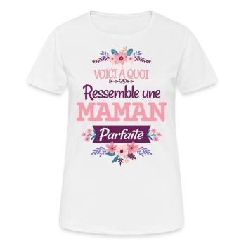 Maman Parfaite Cadeau Rigolo Femme Humour Mère - T-shirt respirant Femme - blanc - Devant - AI Model Female 172 dark (172cm)