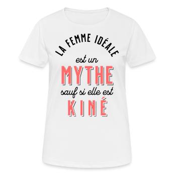Kiné Cadeau pour Kinésithérapeute Rigolo Humour - T-shirt respirant Femme - blanc - Devant - AI Model Female 172 dark (172cm)