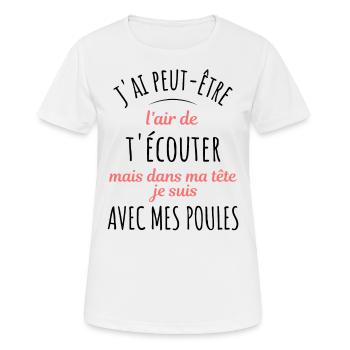 Poules Cadeau Humour Potager Citation Jardin Drôle - T-shirt respirant Femme - blanc - Devant - AI Model Female 172 dark (172cm)