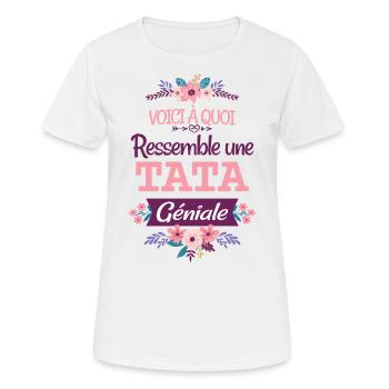 Tata Géniale Cadeau pour tante Citation Rigolo Fun - T-shirt respirant Femme - blanc - Devant - AI Model Female 172 dark (172cm)