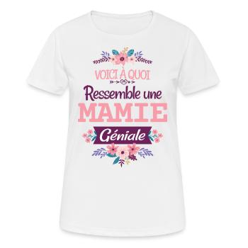 Mamie Cadeau Grand-mère Citation Humour Rigolo - T-shirt respirant Femme - blanc - Devant - AI Model Female 172 dark (172cm)